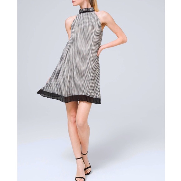 WHBM Gingham Halter Pleated Shift Dress NWOT 16 - Picture 4 of 7